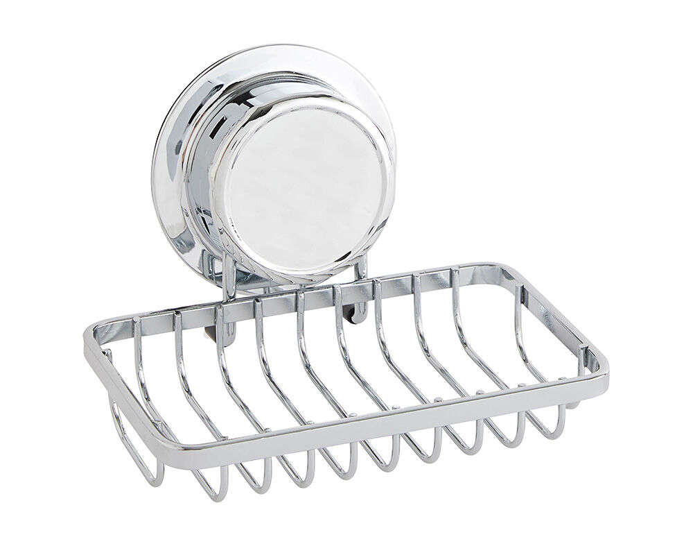 SABONETEIRA DE PAREDE COM VENTOSA ACTUEL CROMADO PRATEADO