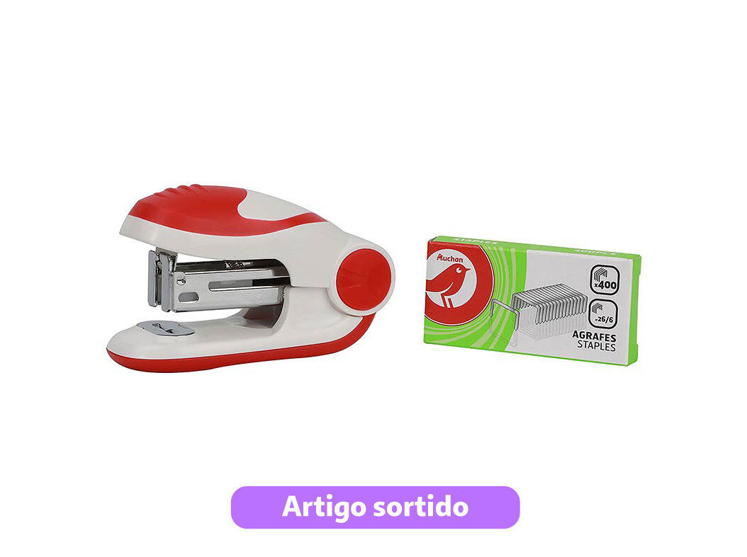 CONJUNTO DE MINI AGRAFADOR 24/6-26/6 AUCHAN E CAIXA COM 400 AGRAFOS CORES SORTIDAS image number 10