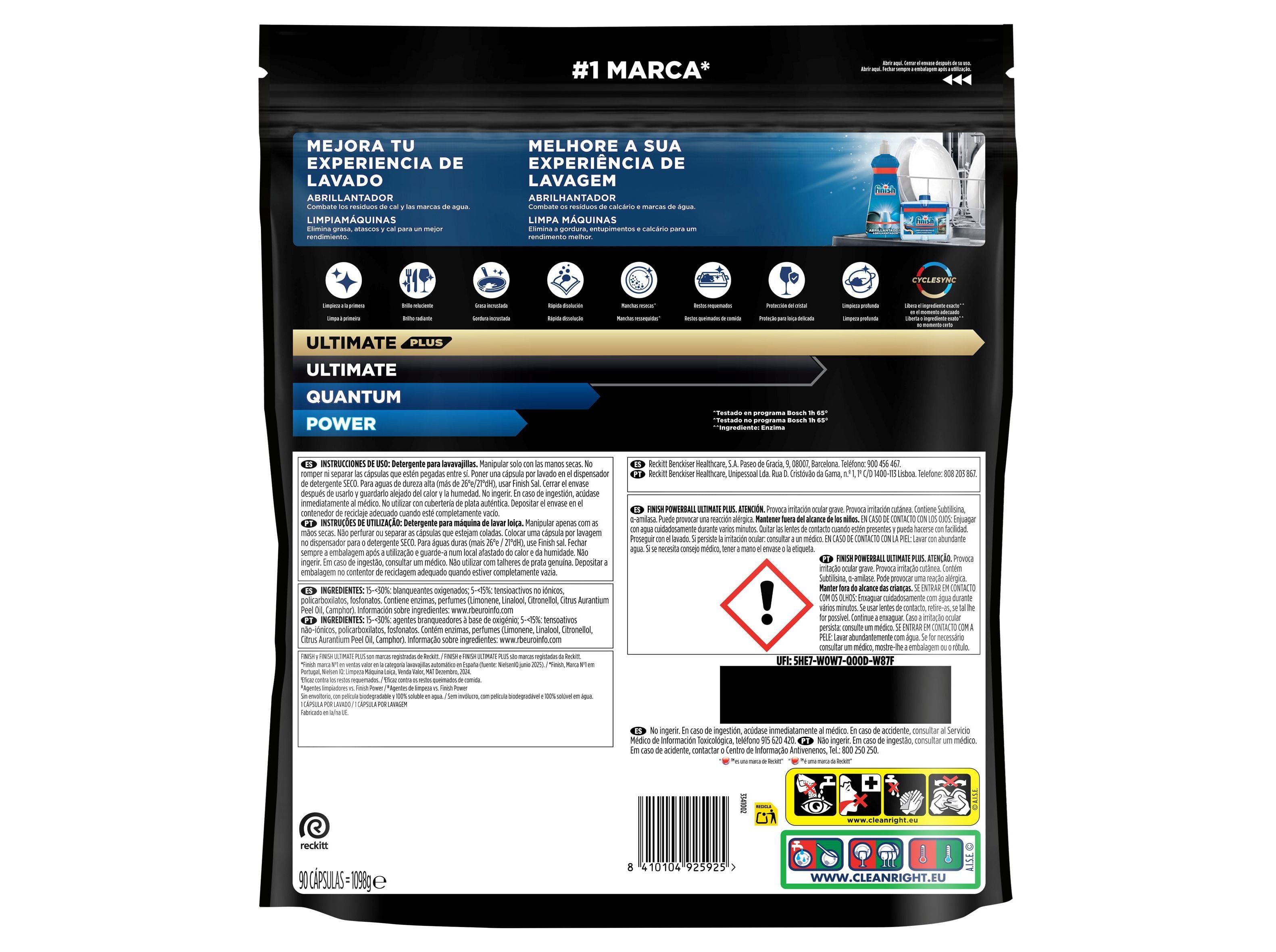 DETERGENTE LOI&Ccedil;A M&Aacute;QUINA FINISH FINISH ULTIMATE PLUS 90P image number 1