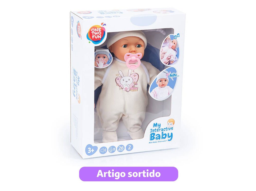 BONECO BEB&Eacute; ONE TWO FUN INTERACTIVO 26 FUN&Ccedil;&Otilde;ES 38CM MODELOS SORTIDOS image number 2