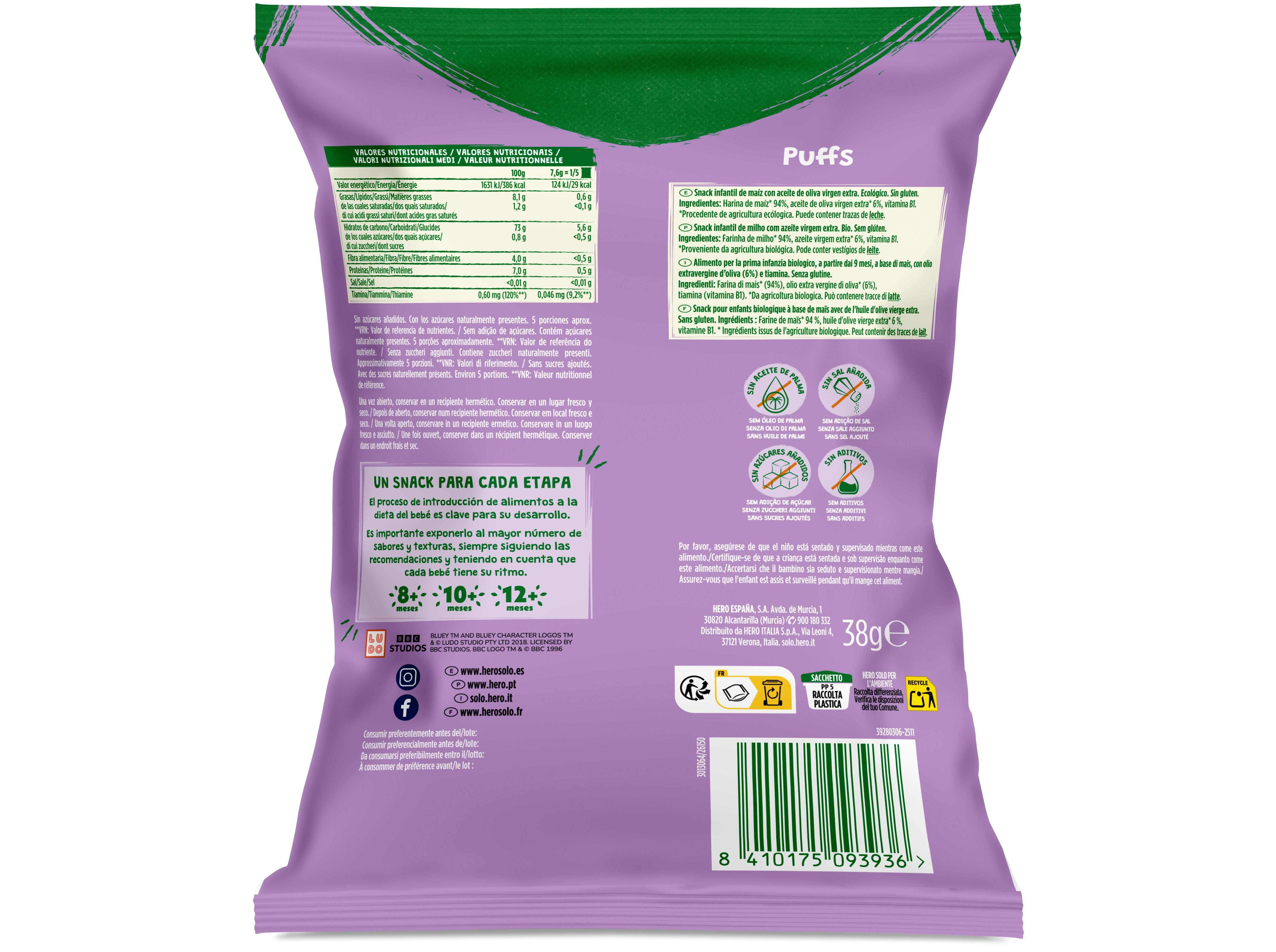 SNACK BIO HERO SOLO BLUEY MILHO E AZEITE 38G image number 1