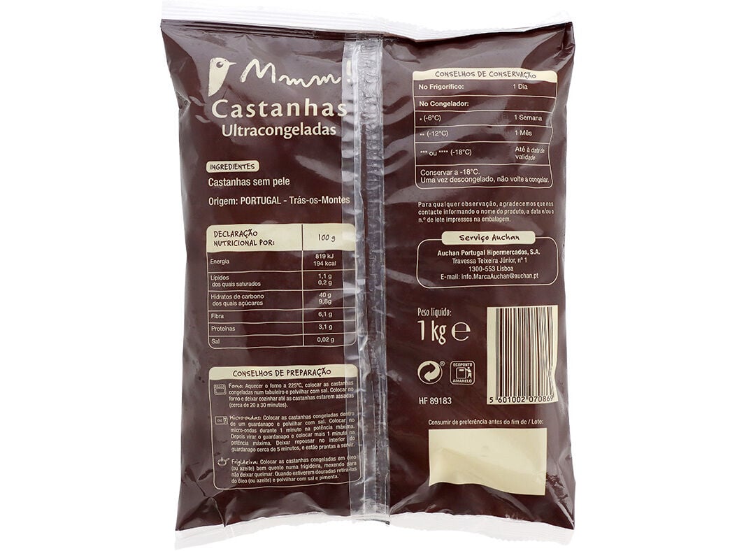 CASTANHAS AUCHAN MMM! SEM PELE TR&Aacute;S-OS-MONTES 1KG image number 1