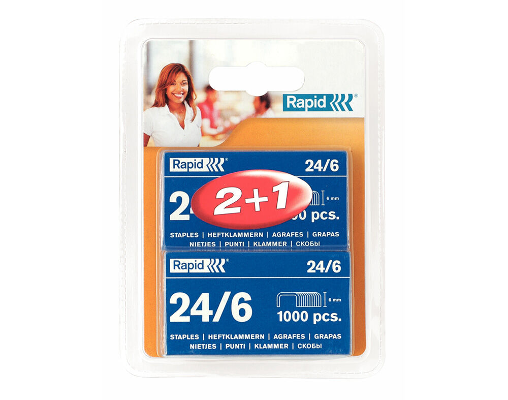 AGRAFOS 24/6 RAPID CAIXA 1000 UNIDADES 2+1 UNIDADES