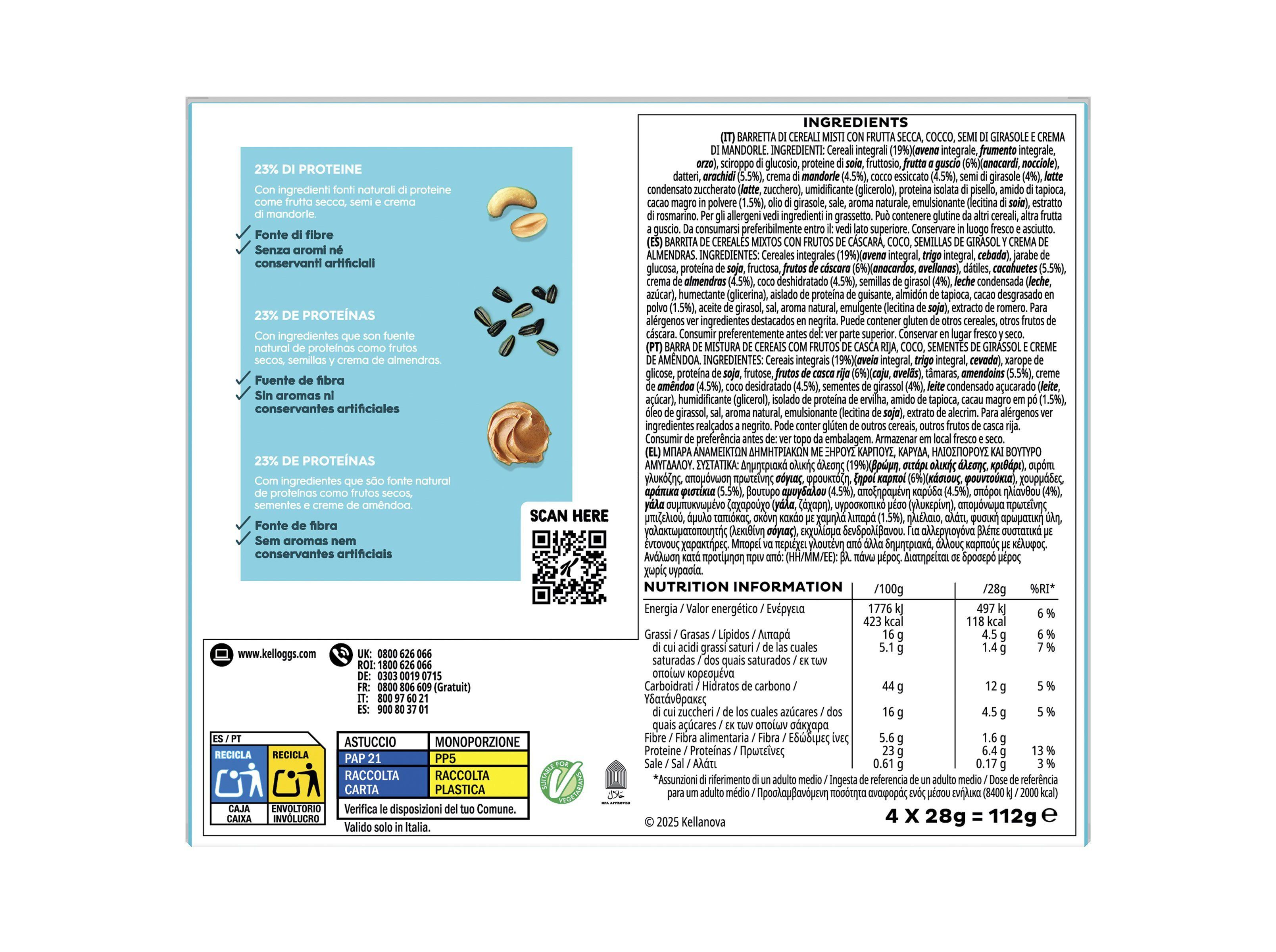 BARRAS SPECIAL K CEREAIS PROTE&Iacute;NA C&Ocirc;CO CACAU E CAJU 4X28G image number 1