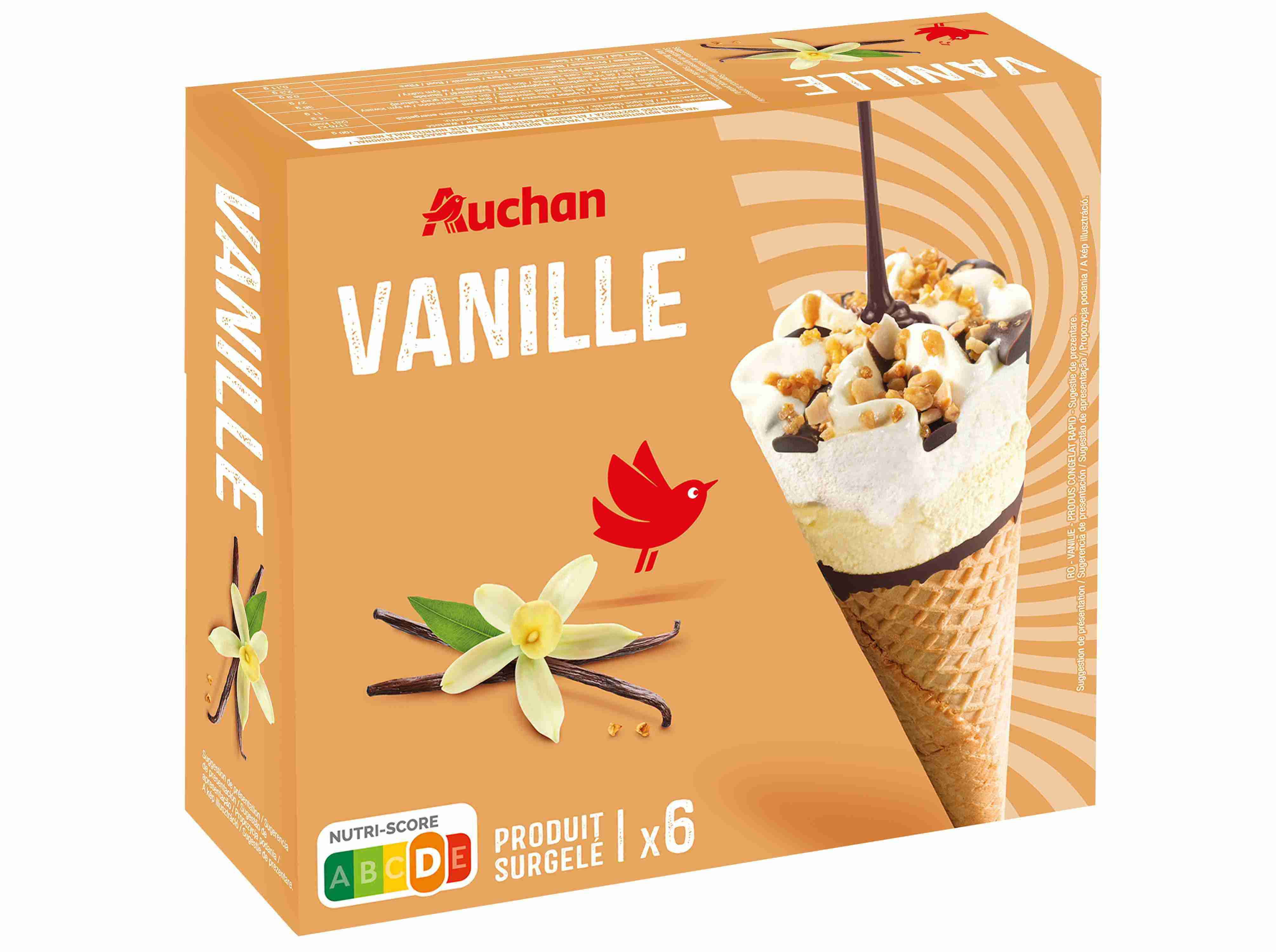 GELADO CONE AUCHAN BAUNILHA 6X120ML image number 1