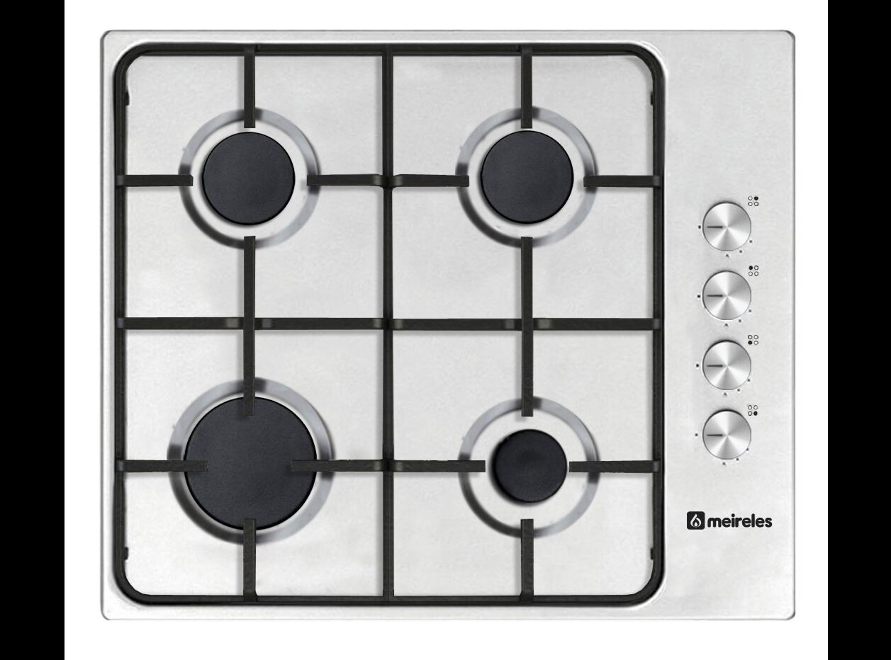 PLACA A G&Aacute;S MEIRELES MG 3640 X 60 CM INOX 4 QUEIMADORES