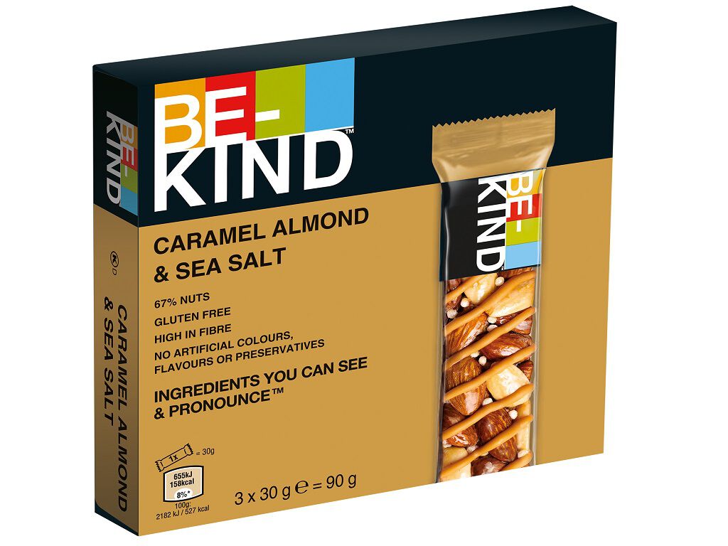BARRAS BE-KIND CARAMELO AM&Ecirc;NDOA E SAL MARINHO 3X30G image number 1