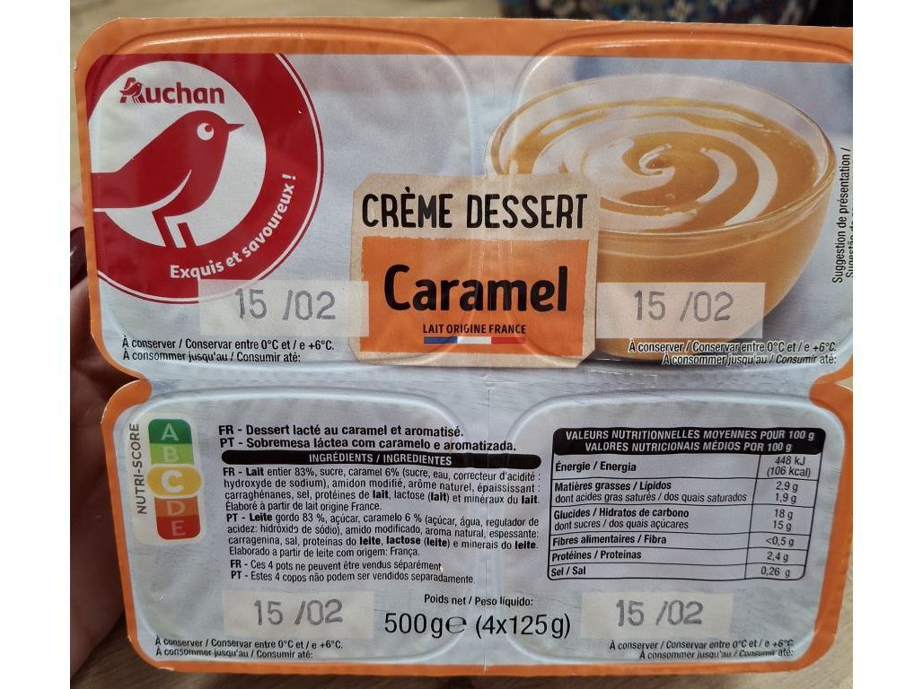 SOBREMESAS - CREMES AUCHAN CARAMELO 500G (4X125G) image number 1