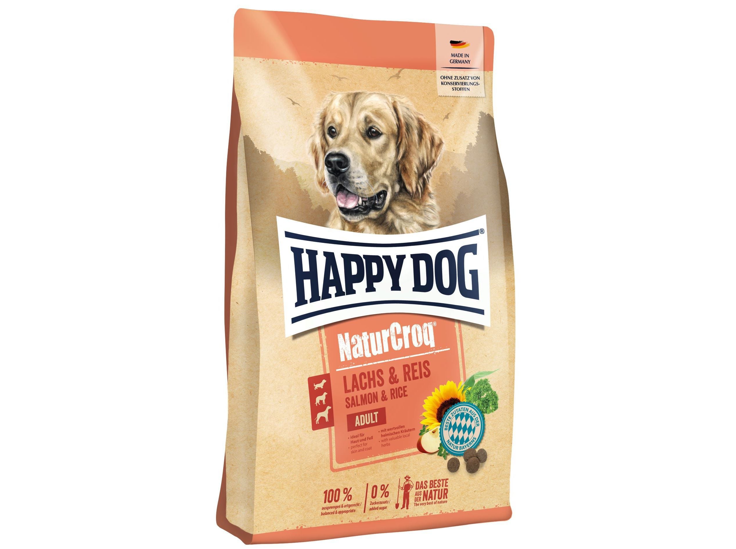 RA&Ccedil;&Atilde;O C&Atilde;O HAPPY DOG NATURCROQ SALM&Atilde;O E ARROZ 11KG image number 0