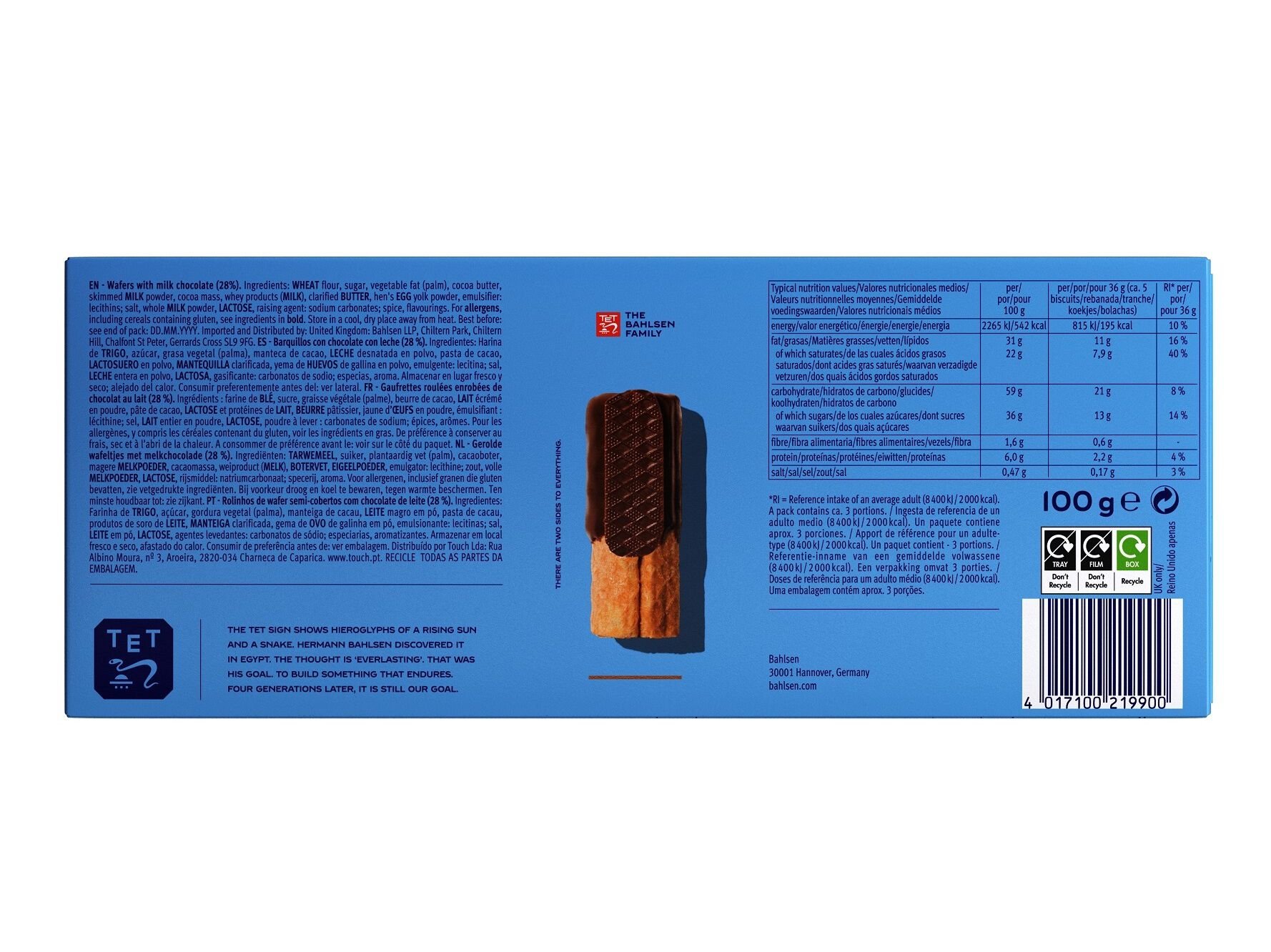 BOLACHA BAHLSEN WAFFER WAFFELETEN 100G image number 1