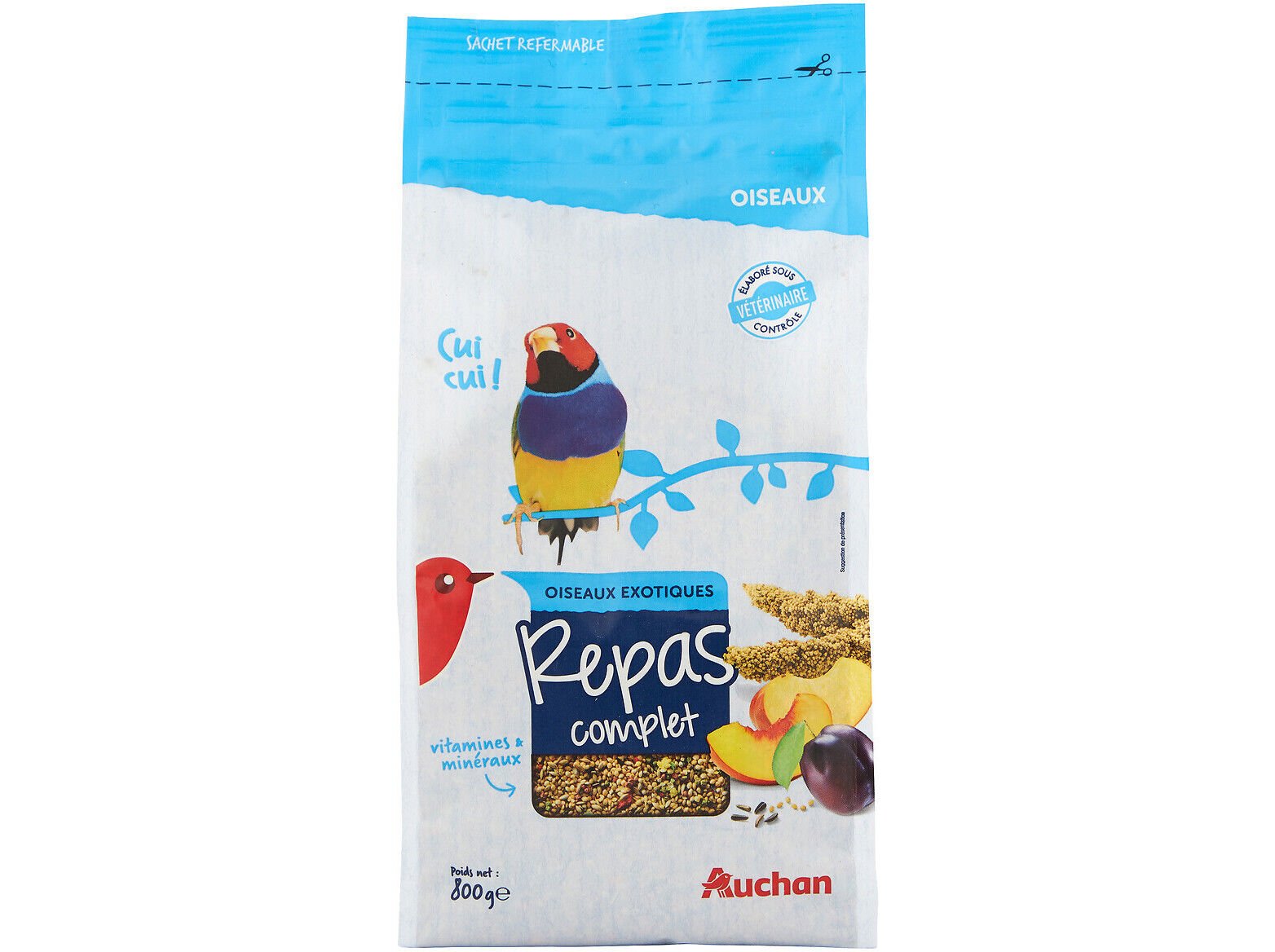 COMIDA PARA P&Aacute;SSAROS EX&Oacute;TICOS AUCHAN MENU COMPLETO 800G