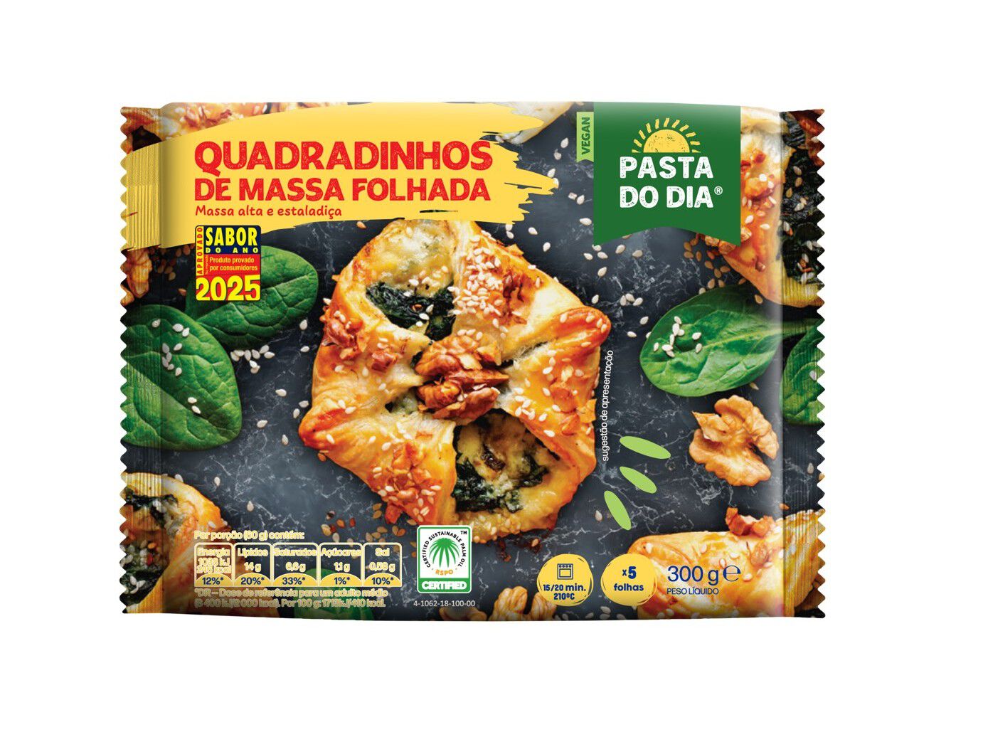 MASSA FOLHADA PASTA DO DIA QUADRADINHOS 300G image number 0