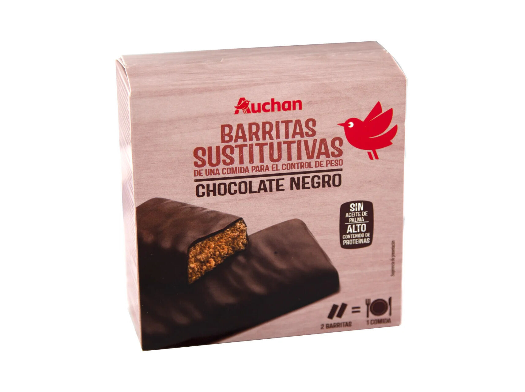BARRITAS AUCHAN SUBSTITUTAS DE REFEI&Ccedil;&Atilde;O CHOCOLATE PRETO 6UN 192G image number 0