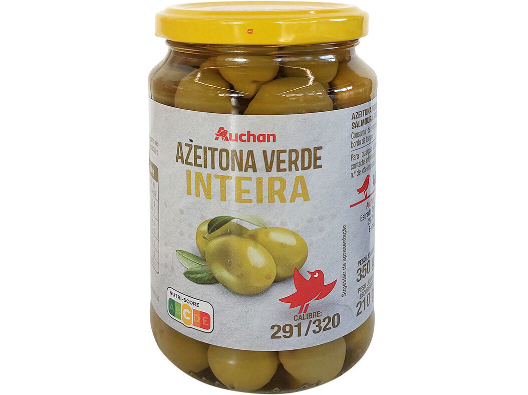 AZEITONA VERDE AUCHAN INTEIRA MANZANILHA 350(210)G