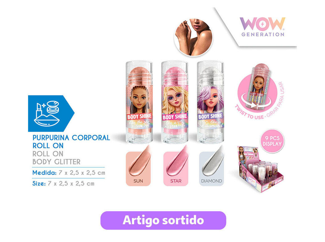 ROLL ON GLITTER WOW PURPURINA CORES SORTIDAS image number 0