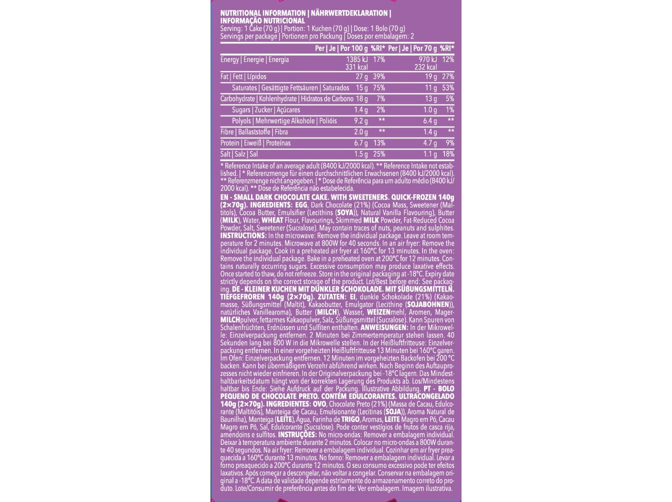 LAVA CAKE PROZIS LOW SUGAR 140G image number 1