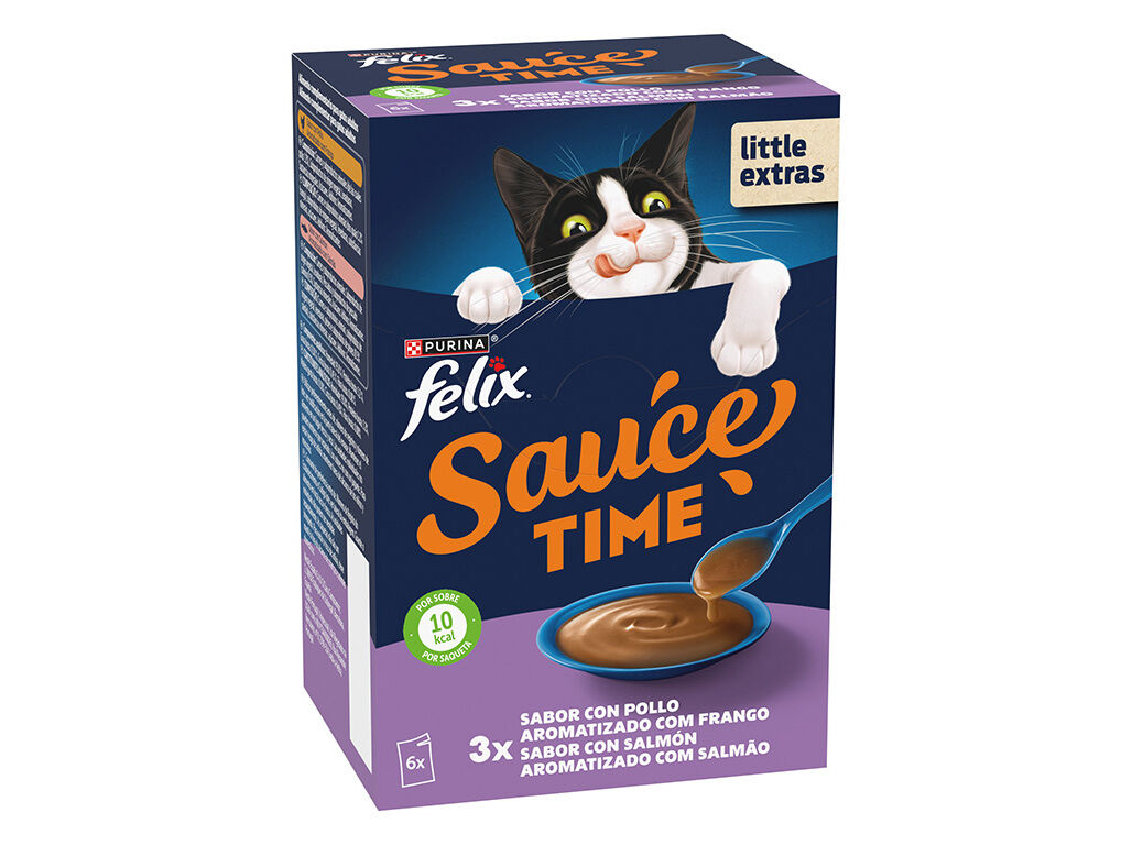 COMIDA HUMIDA GATO FELIX SAUCE FRANGO/SALM&Atilde;O 6X40G image number 1