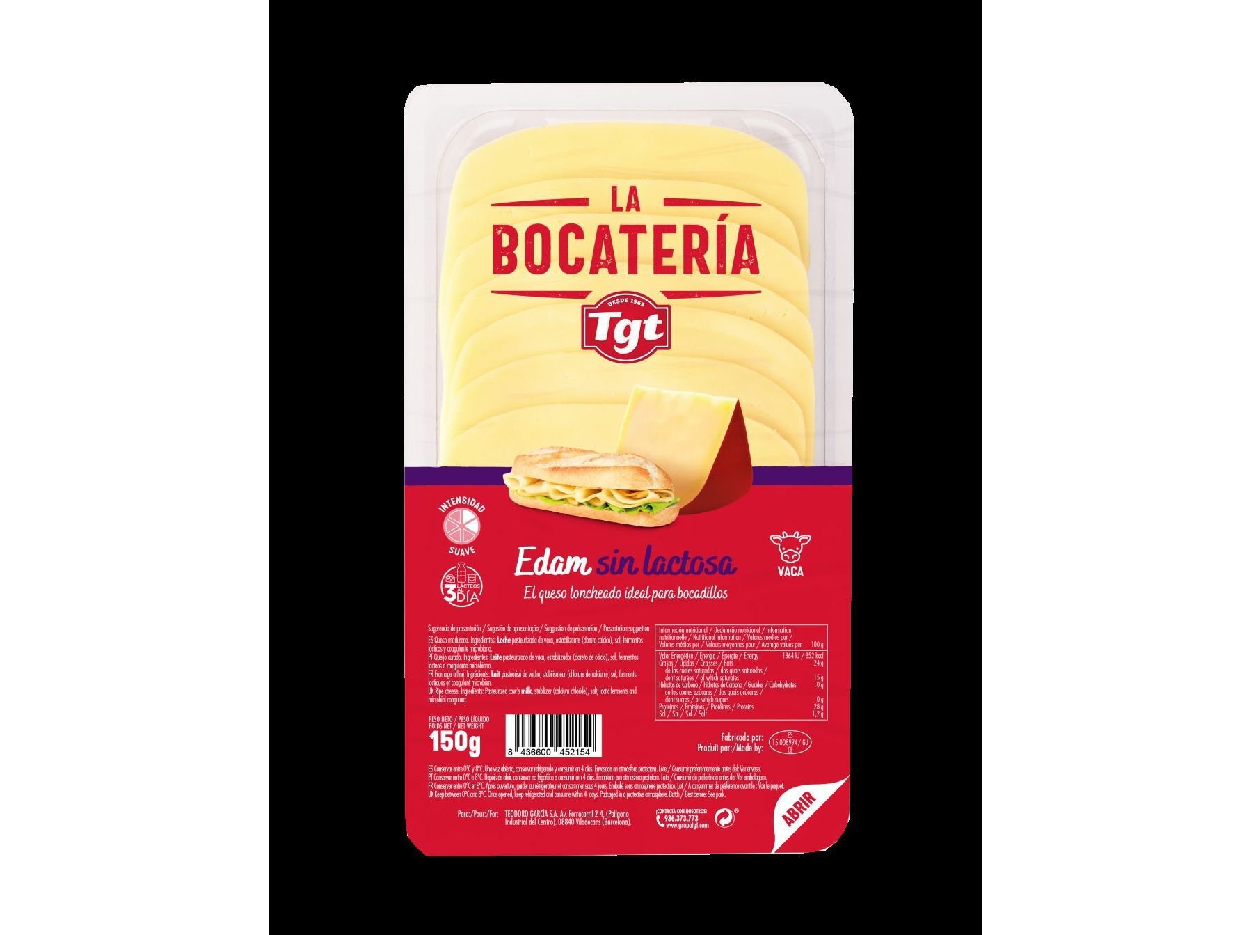 QUEIJO EDAM SEM LACTOSE LA BOCATERIA FATIAS 150G