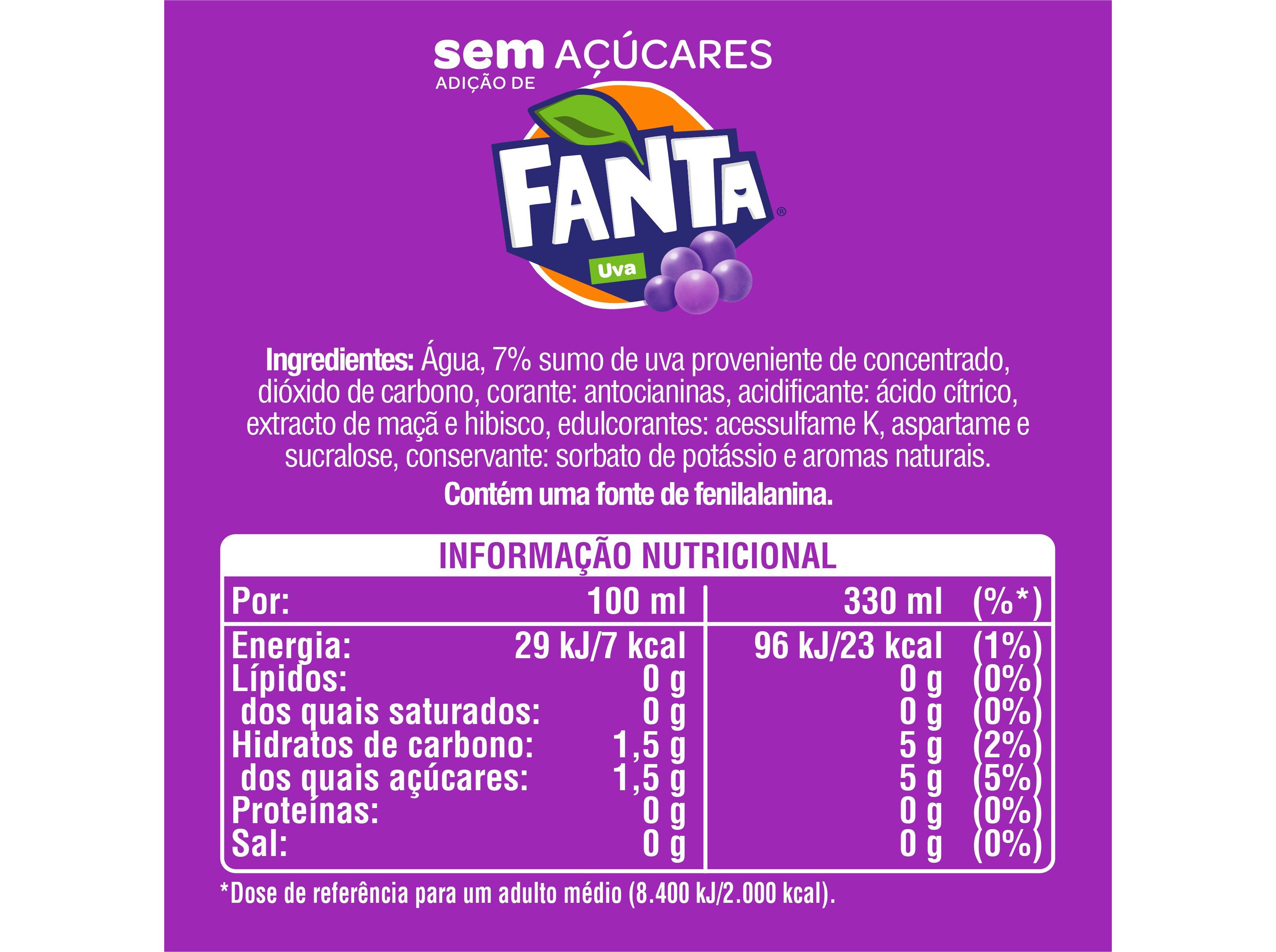REFRIGERANTE COM G&Aacute;S FANTA UVA LATA 6X0.33L image number 1