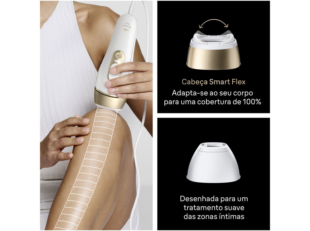 DEPILADORA BRAUN LUZ PULSADA S5 PL5221 BRANCO E DOURADO SILK EXPERT image number 4
