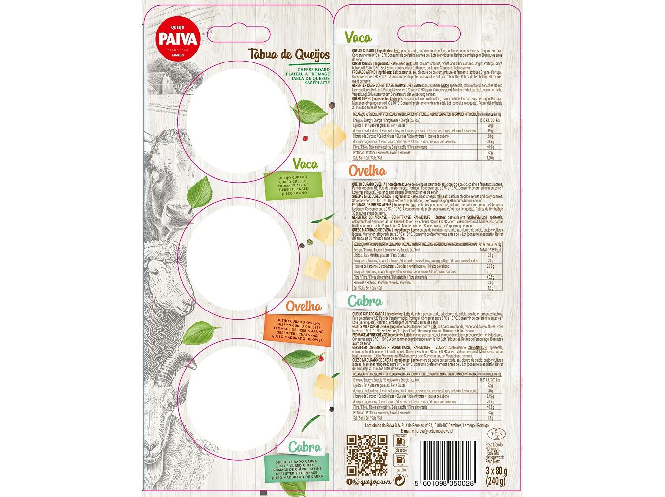 TABUA DE QUEIJOS MISTURA PAIVA 3X80G image number 1