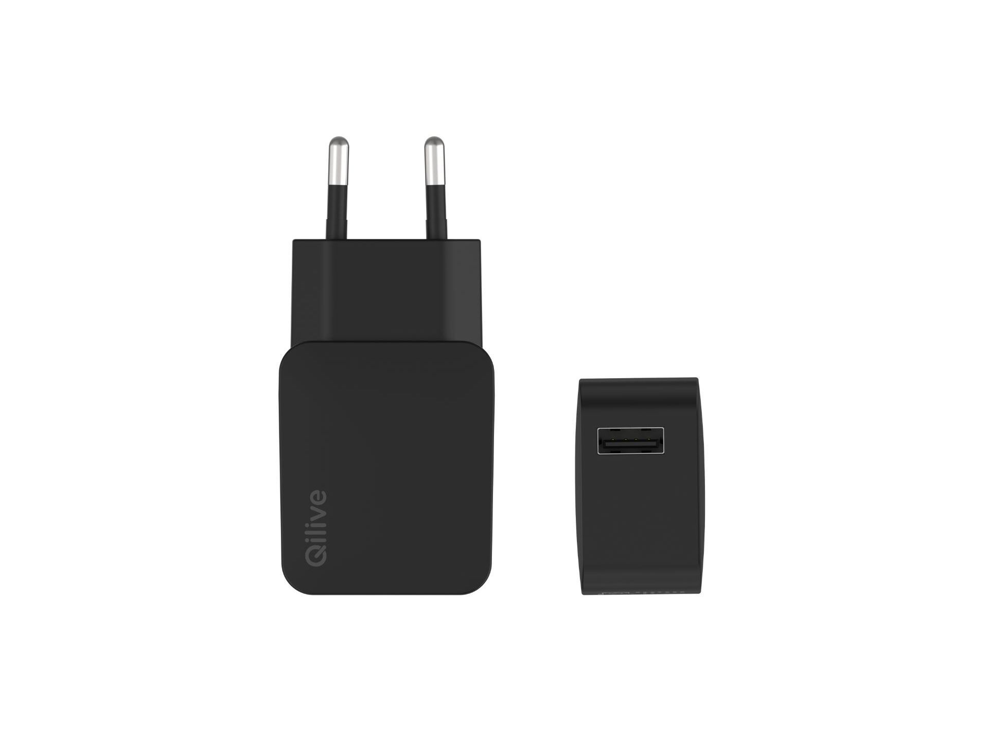 CARREGADOR LITE QILIVE 600183047 PRETO 1 USBA 12W image number 0
