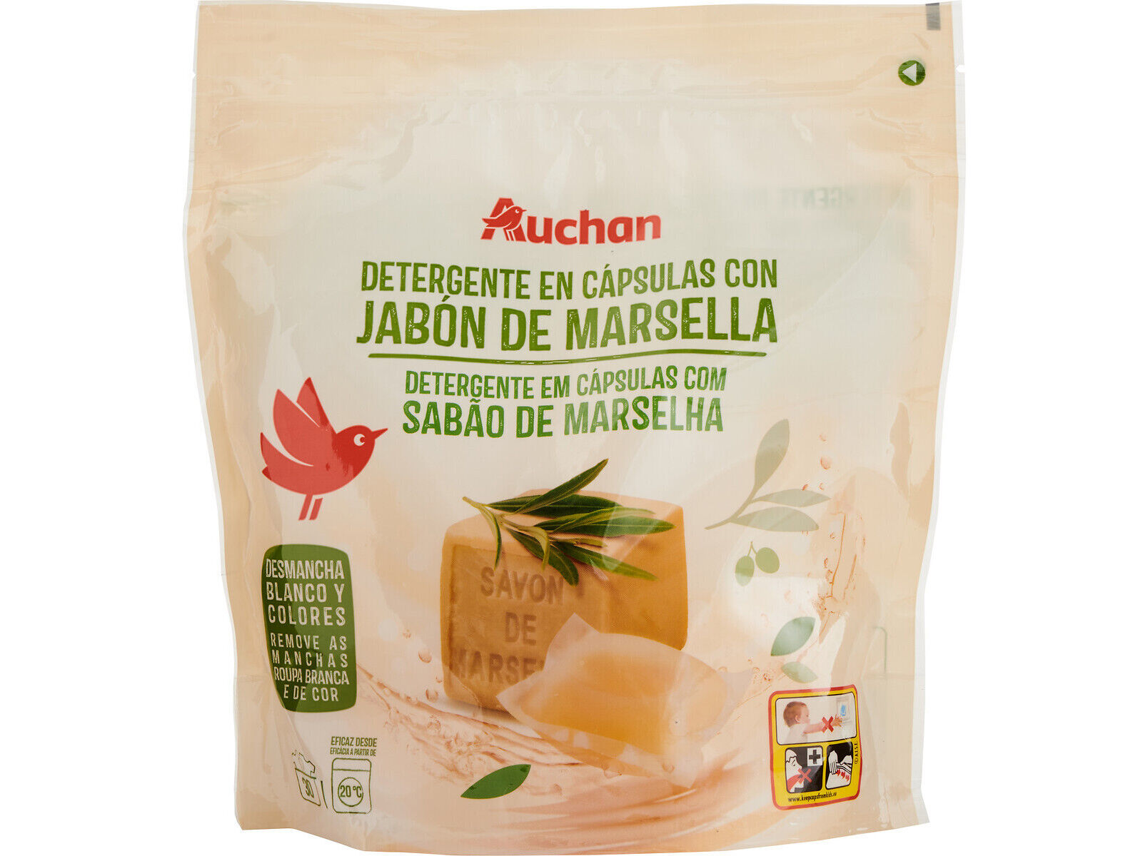 DETERGENTE ROUPA CAPS AUCHAN MARSELHA 30 DOSES