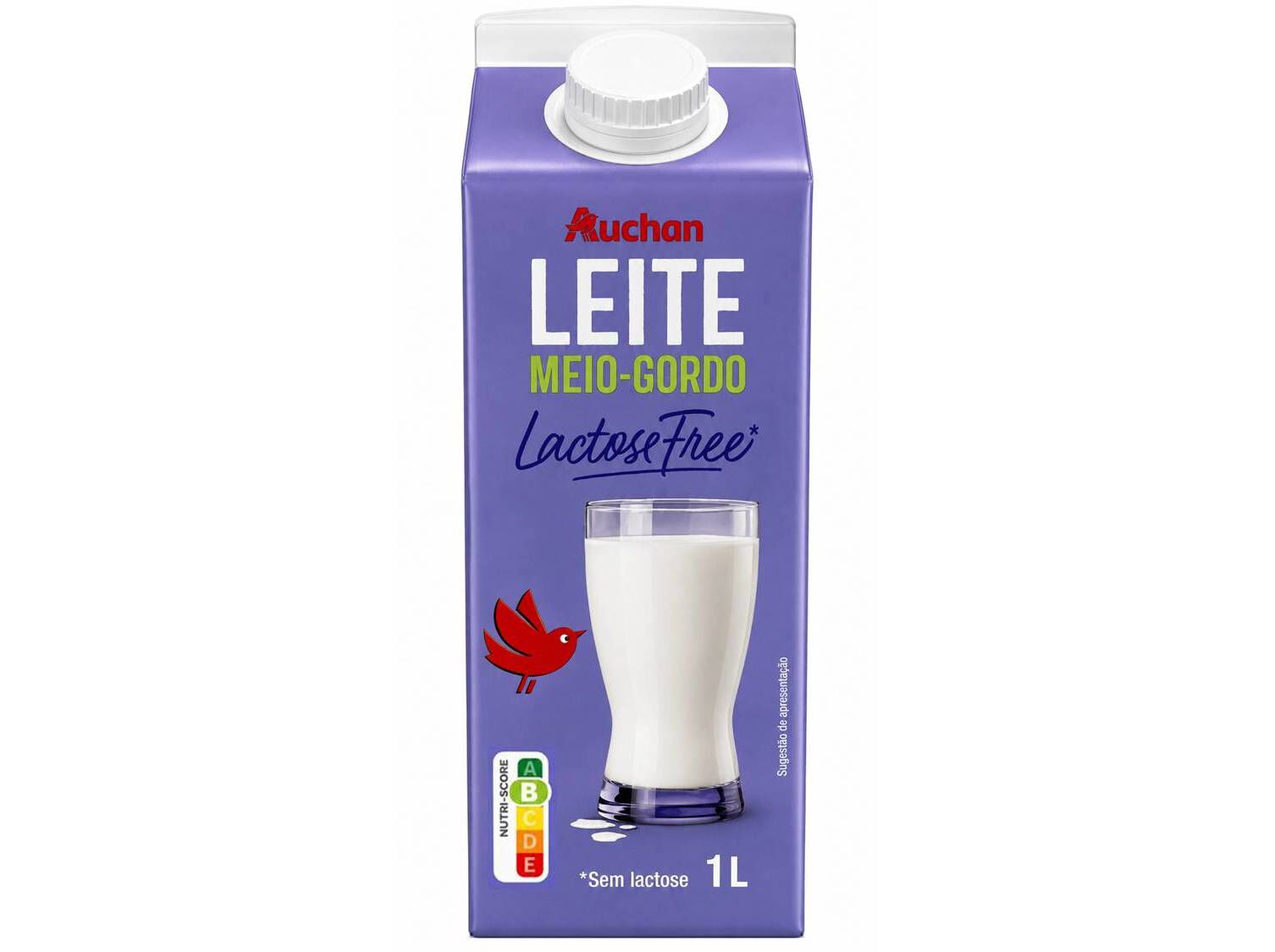 LEITE UHT SEM LACTOSE AUCHAN MEIO GORDO 1L