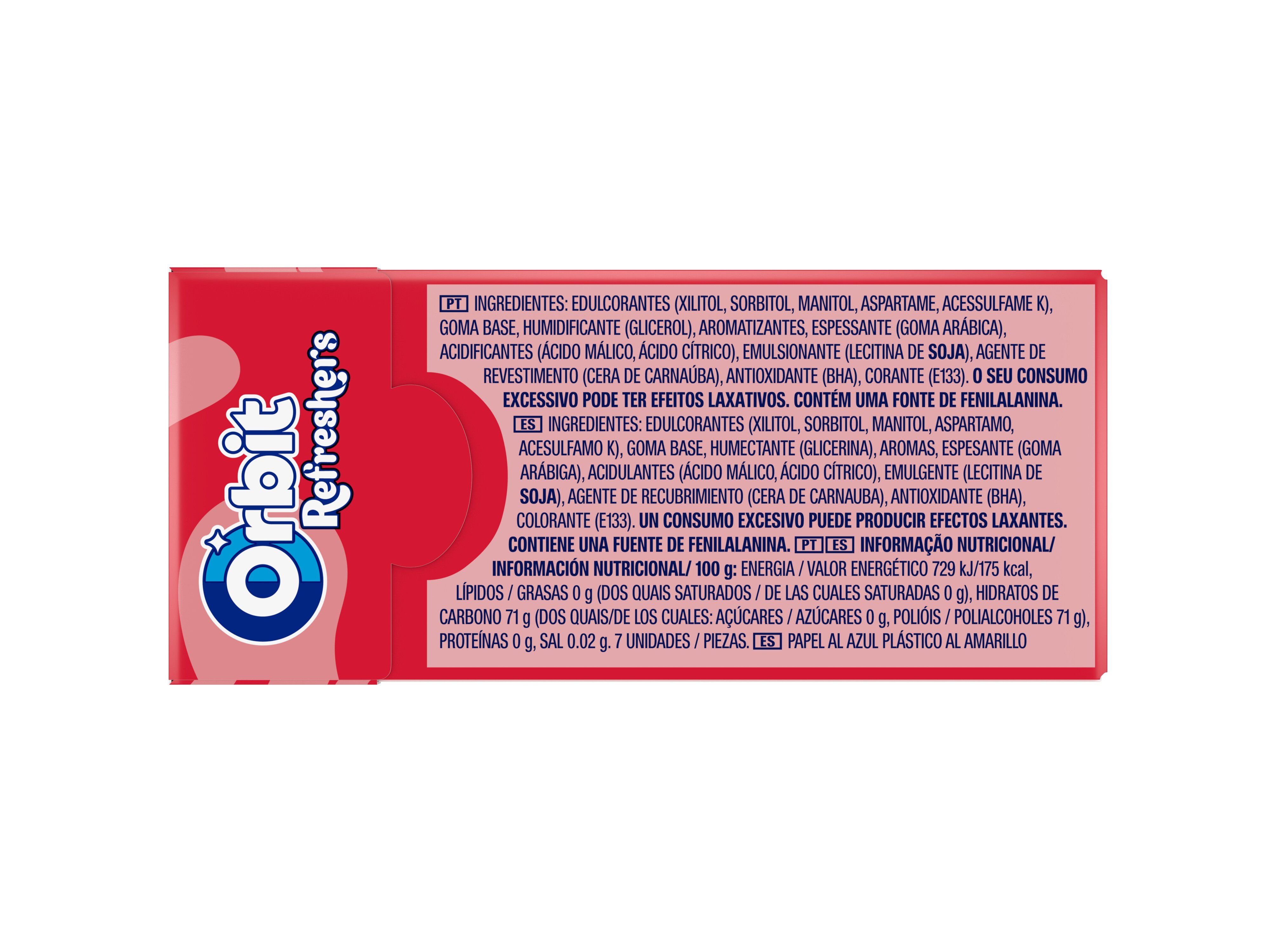 PASTILHAS SEM A&Ccedil;UCAR ORBIT REFRESHER'S STRAWBERRY LEMON 14G image number 1