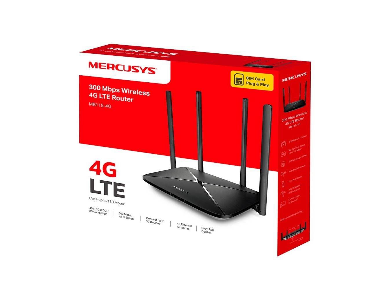 ROUTER 4G LTE MERCUSYS MB115-4G WI-FI N300 NANO SIM image number 7