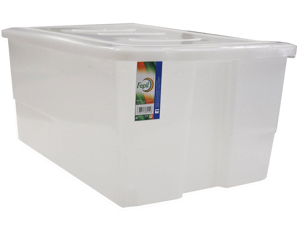 CAIXA DE ARRUMA&Ccedil;&Atilde;O COM TAMPA E RODAS FAPIL TRANSPARENTE 45L 60X40X27CM