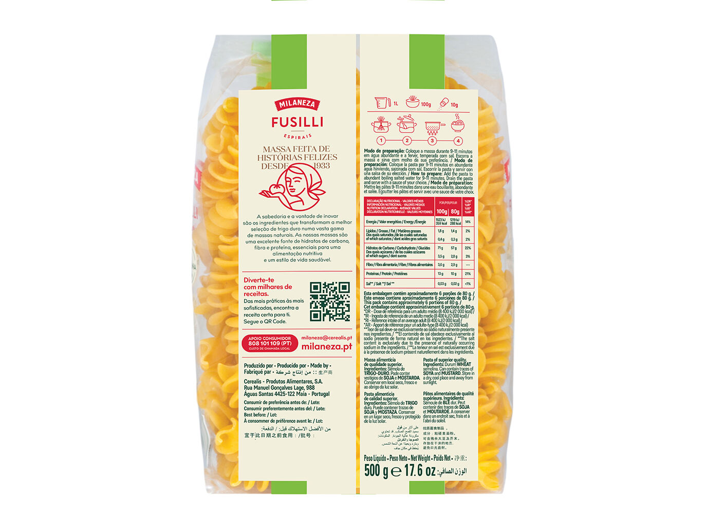 MASSA MILANEZA ESPIRAIS 500G image number 1