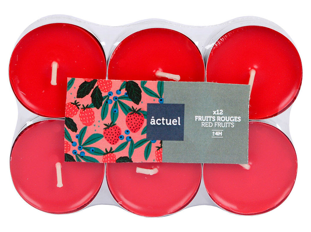 TEALIGHTS AROM&Aacute;TICO ACTUEL FRUTOS VERMELHOS PACK 12 UNIDADES