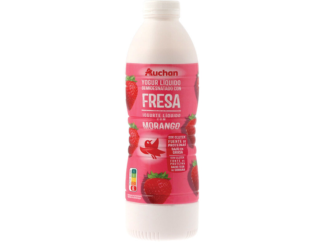 IOGURTE AUCHAN L&Iacute;QUIDO MORANGO SEM GL&Uacute;TEN 1KG image number 0
