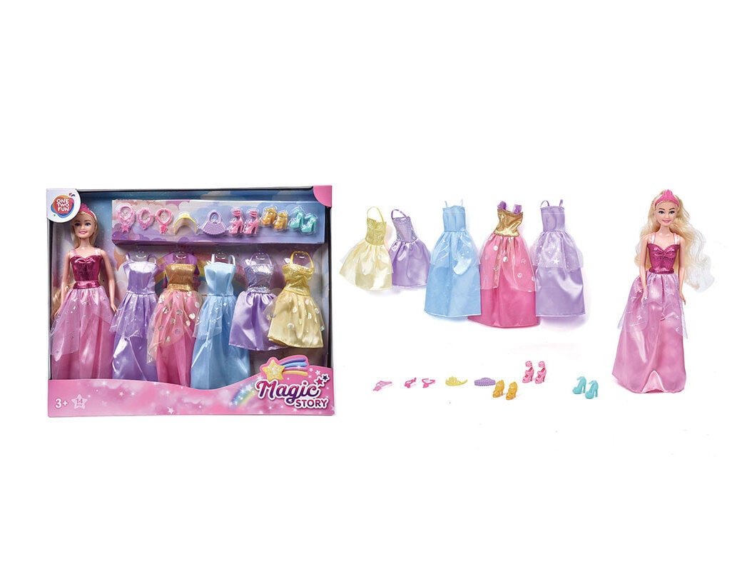 BONECA PRINCESA ONE TWO FUN COM 5 OUTFITS 29CM