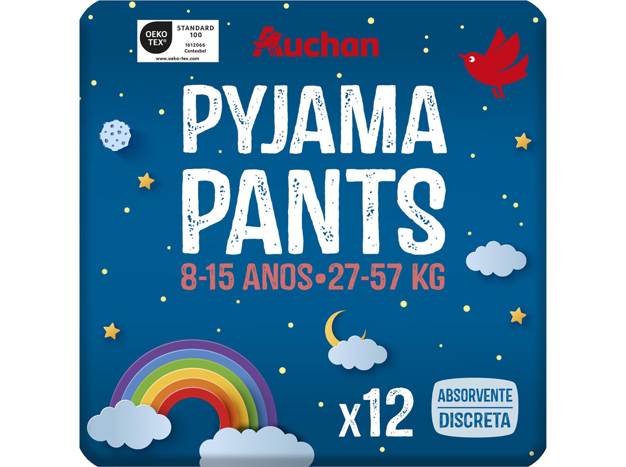 CUECAS NOITE AUCHAN PYJAMA PANTS 8-15 ANOS 27-57KG 12UN image number 0
