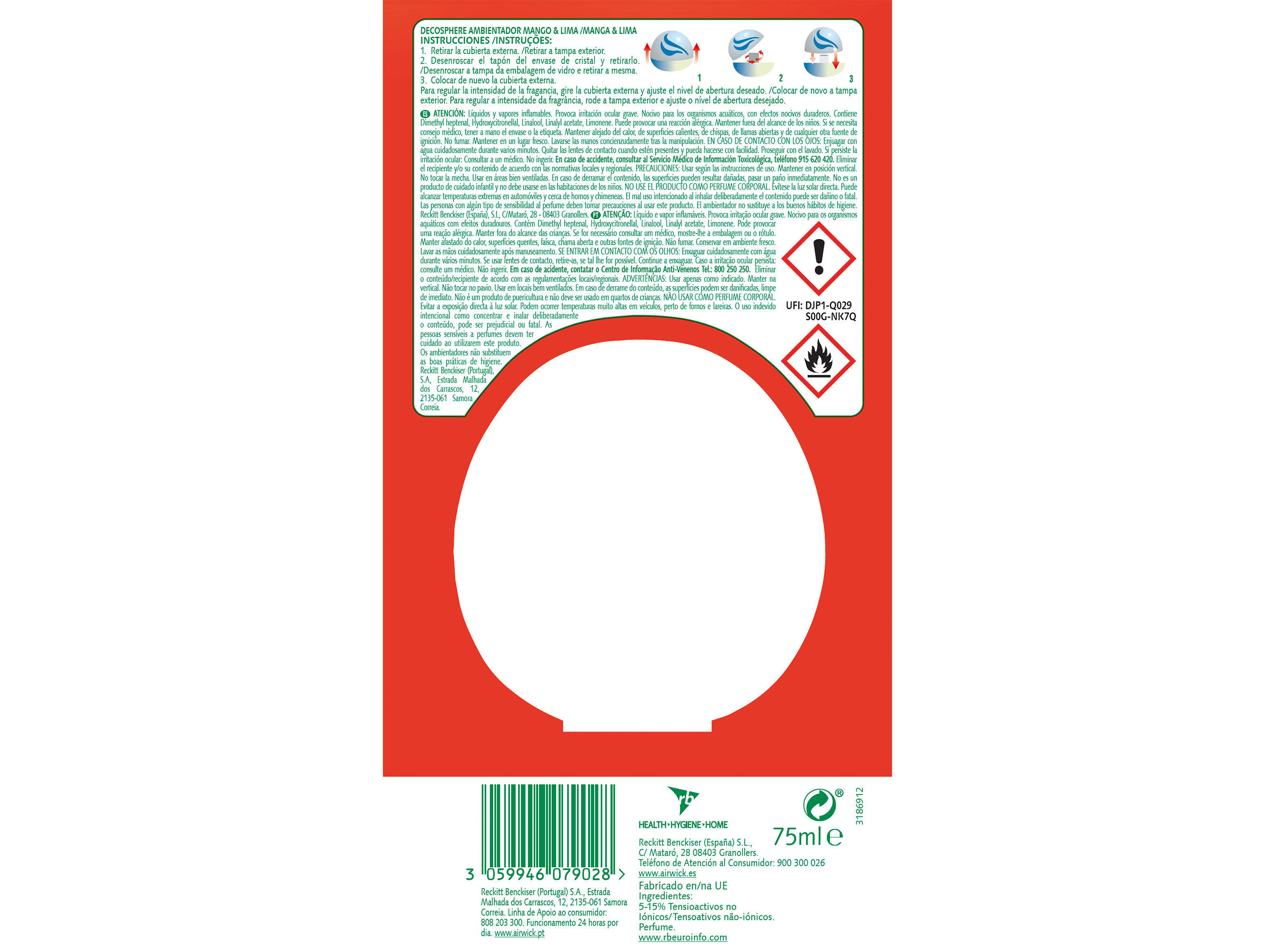 AMBIENTADOR AIR WICK DECO SPHERE MANGA 75ML image number 1