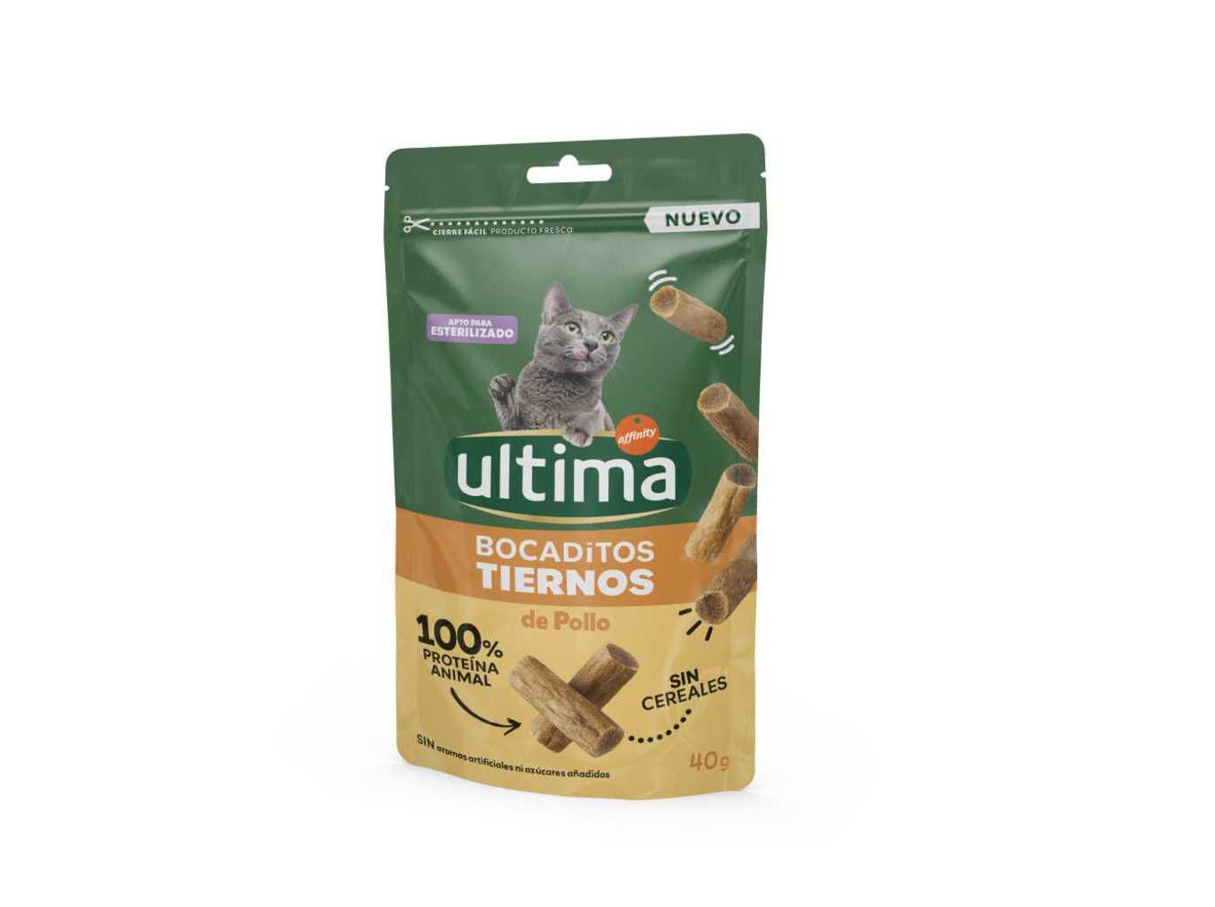 SNACK PARA GATO ULTIMA PEDA&Ccedil;OS TENROS FRANGO 40G image number 0