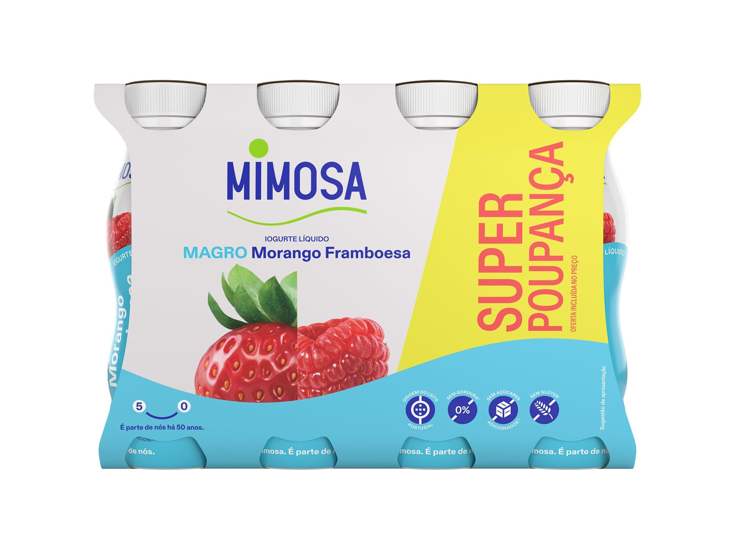 IOGURTE L&Iacute;QUIDO MAGRO MIMOSA MORANGO FRAMBOESA PACK POUPAN&Ccedil;A 8X151ML image number 1