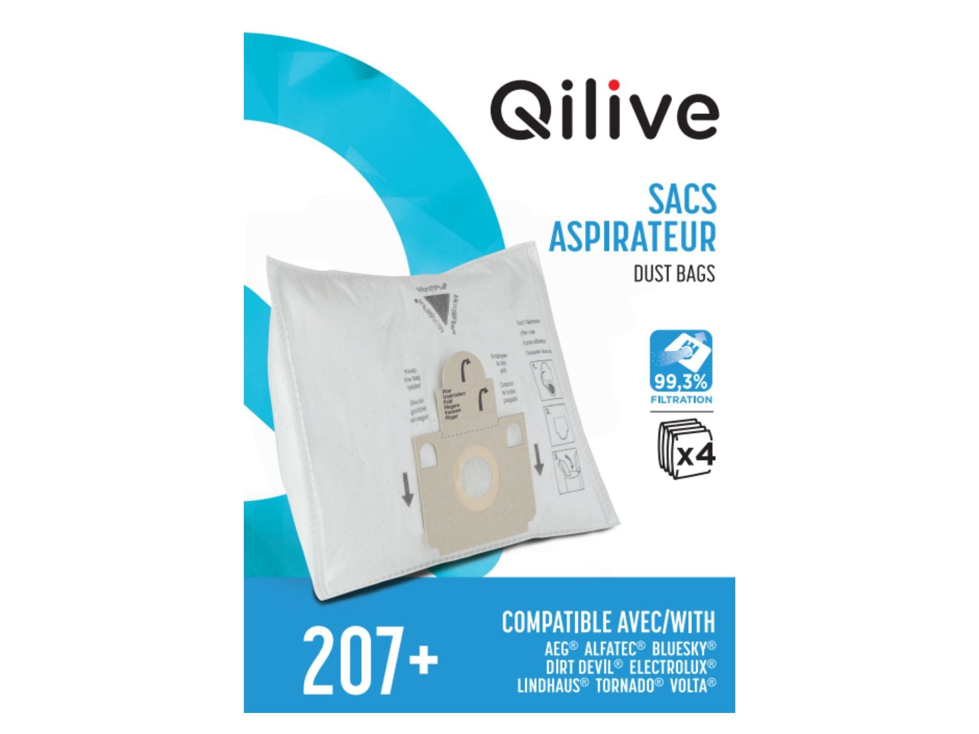 SACOS DE ASPIRADOR QILIVE 207+ PACK 4