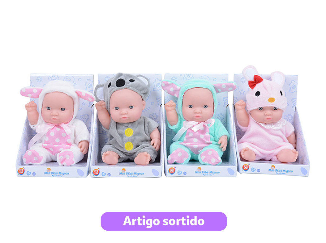 BONECO BEB&Eacute; COM FATINHO ANIMAL ONE TWO FUN 20CM MODELOS SORTIDOS