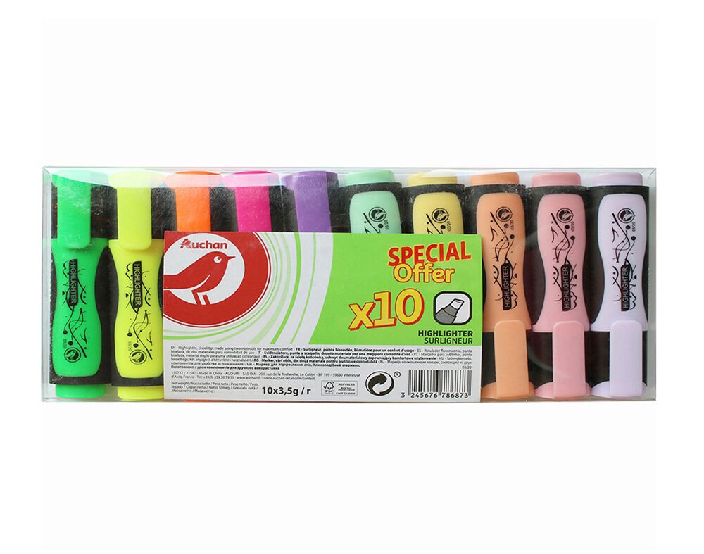 CONJUNTO DE 10 SUBLINHADORES AUCHAN image number 1