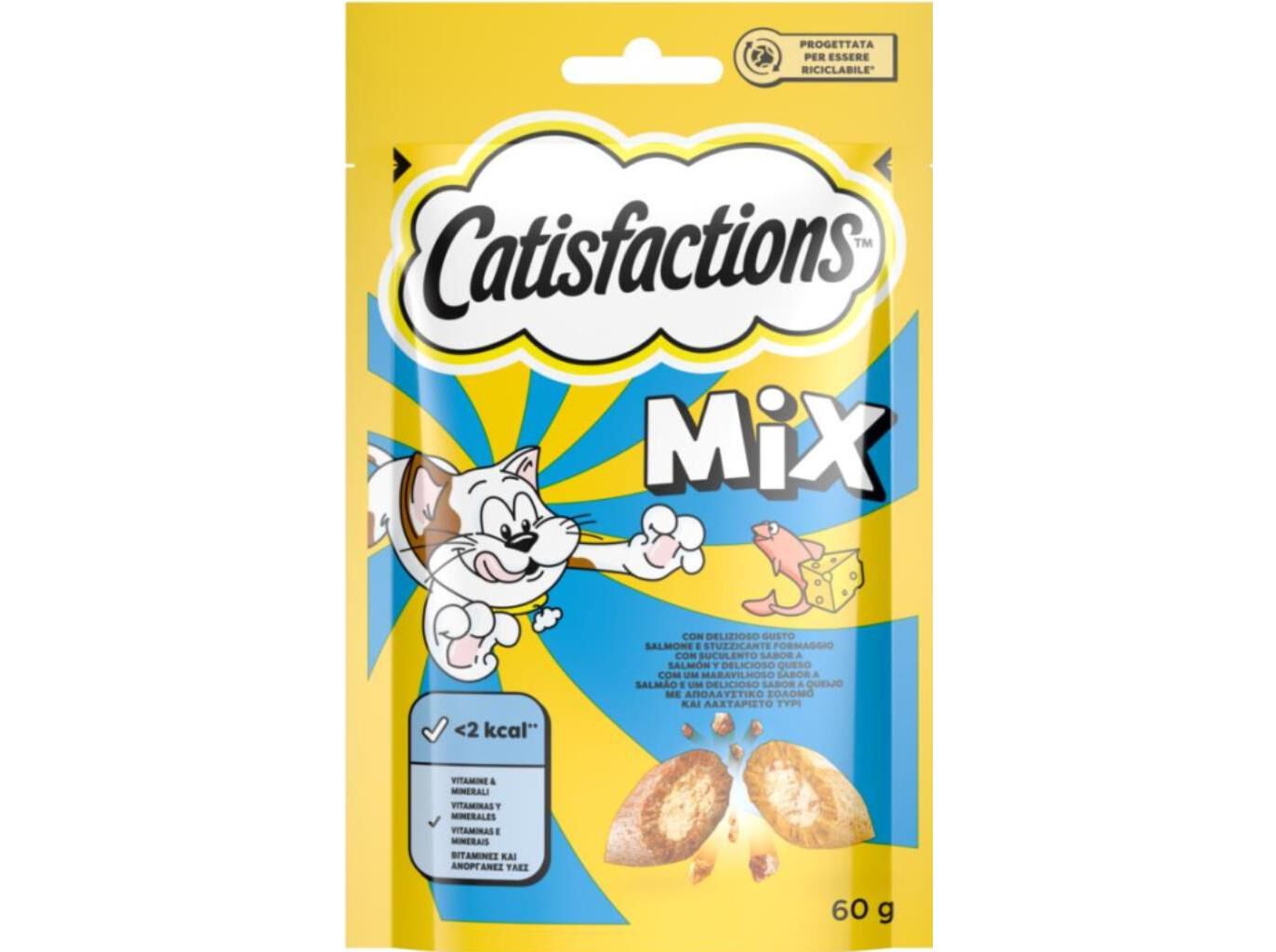 SNACKS PARA GATO CATISFACTIONS COM SALM&Atilde;O E QUEIJO 60G