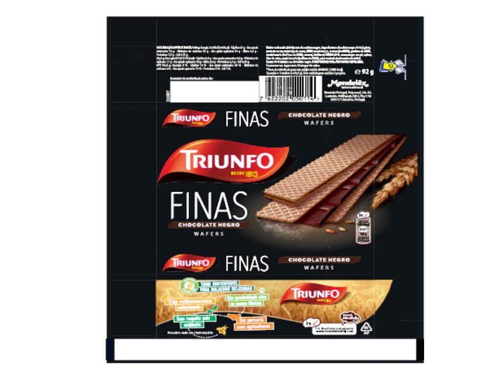 WAFFERS TRIUNFO FINAS CHOCOLATE NEGRO 92 G image number 1