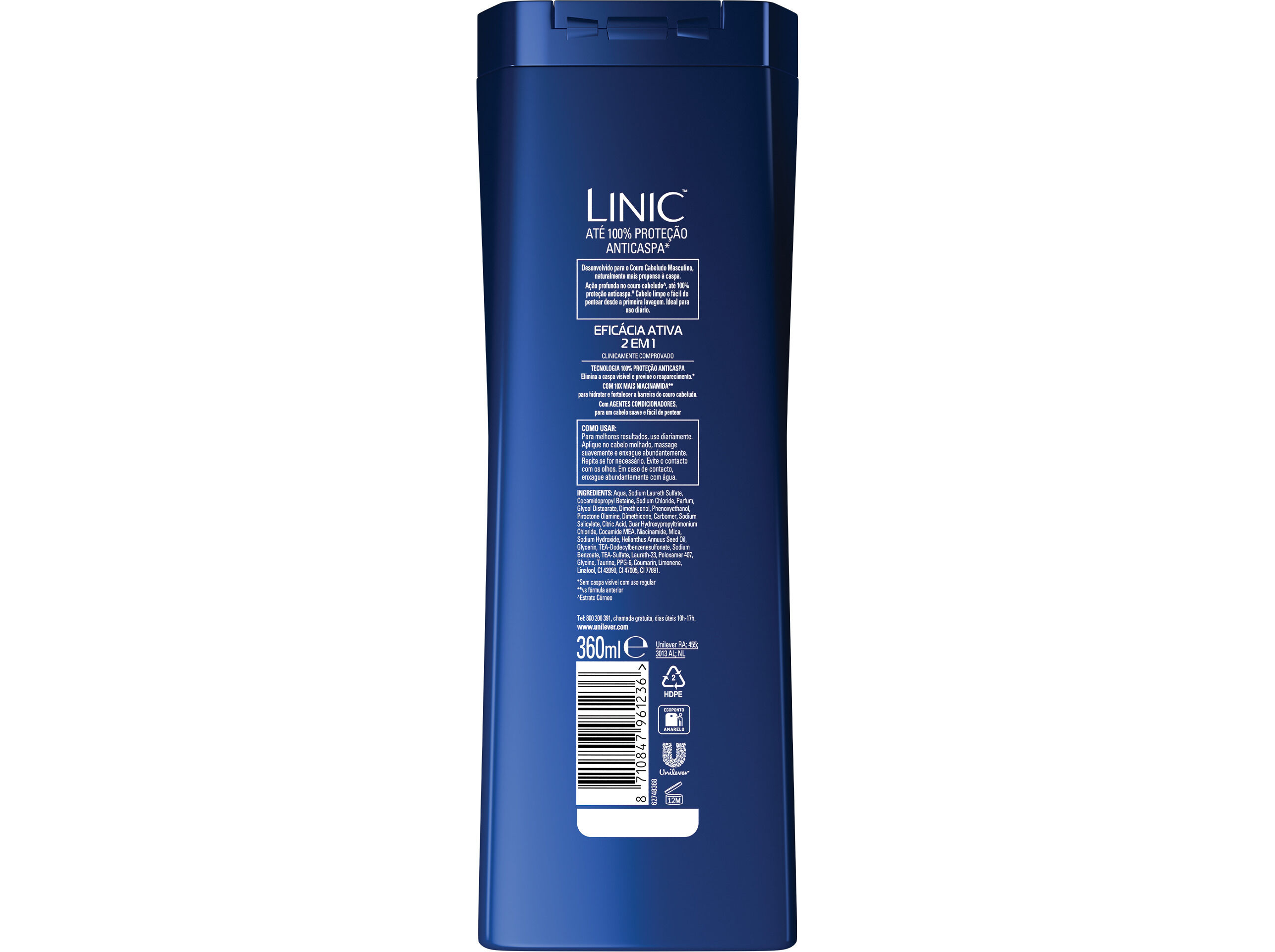 CHAMP&Ocirc; LINIC ANTI-CASPA EFIC&Aacute;CIA ACTIVA 2 EM 1 360ML image number 1