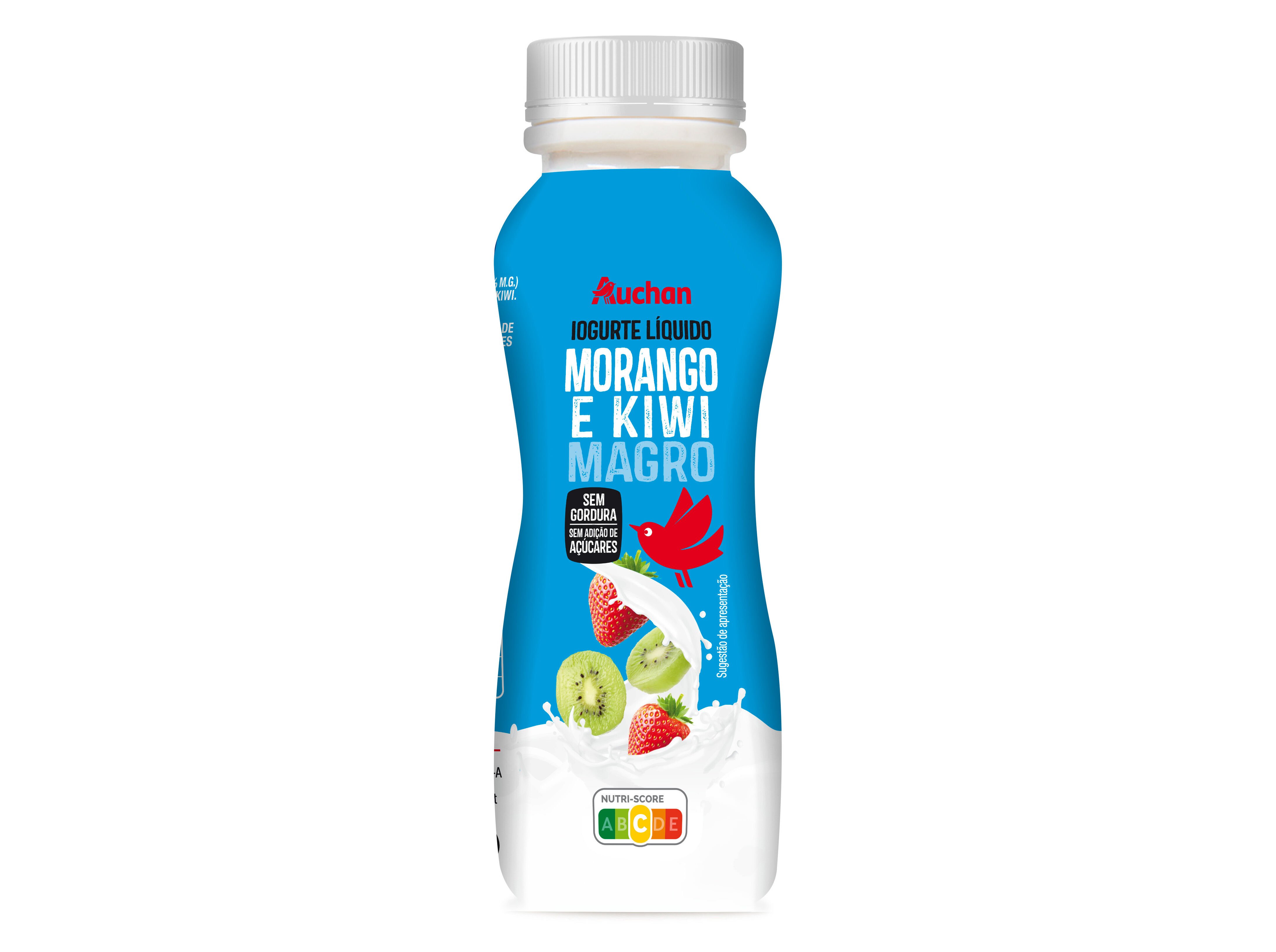 IOGURTE L&Iacute;QUIDO MAGRO AUCHAN MORANGO E KIWI 160G image number 0