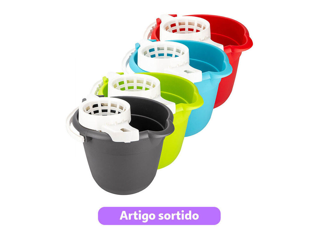 BALDE REDONDO COM ESPREMEDOR FAPIL 12L CORES SORTIDAS