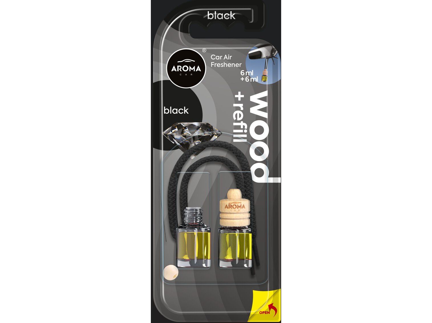 AMBIENTADOR AUTO AROMA CAR WOOD DOUBLE BLACK image number 1