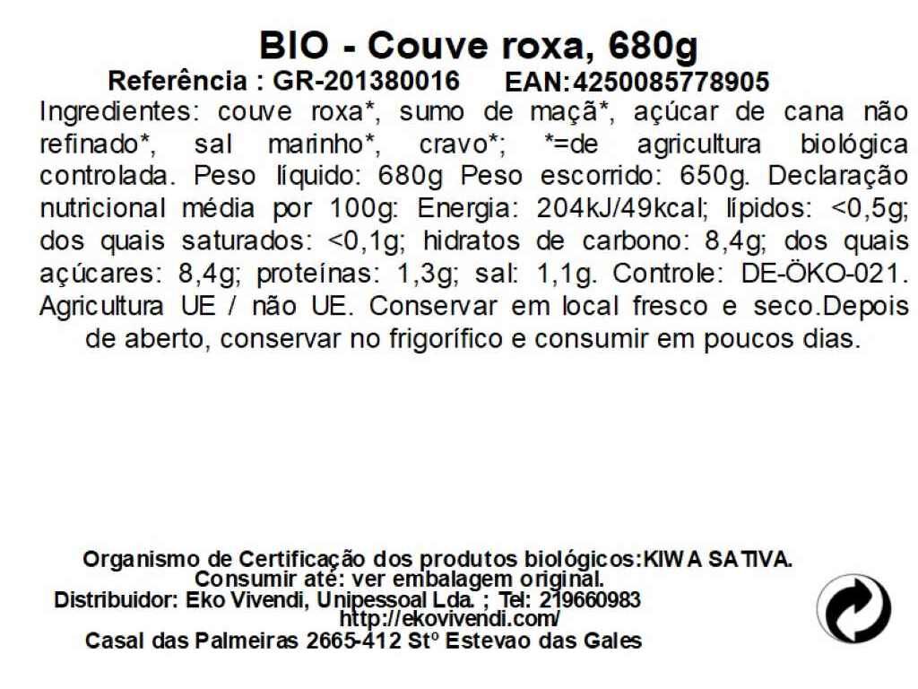 COUVE ROXA GREEN VIDRO BIO 680G image number 1