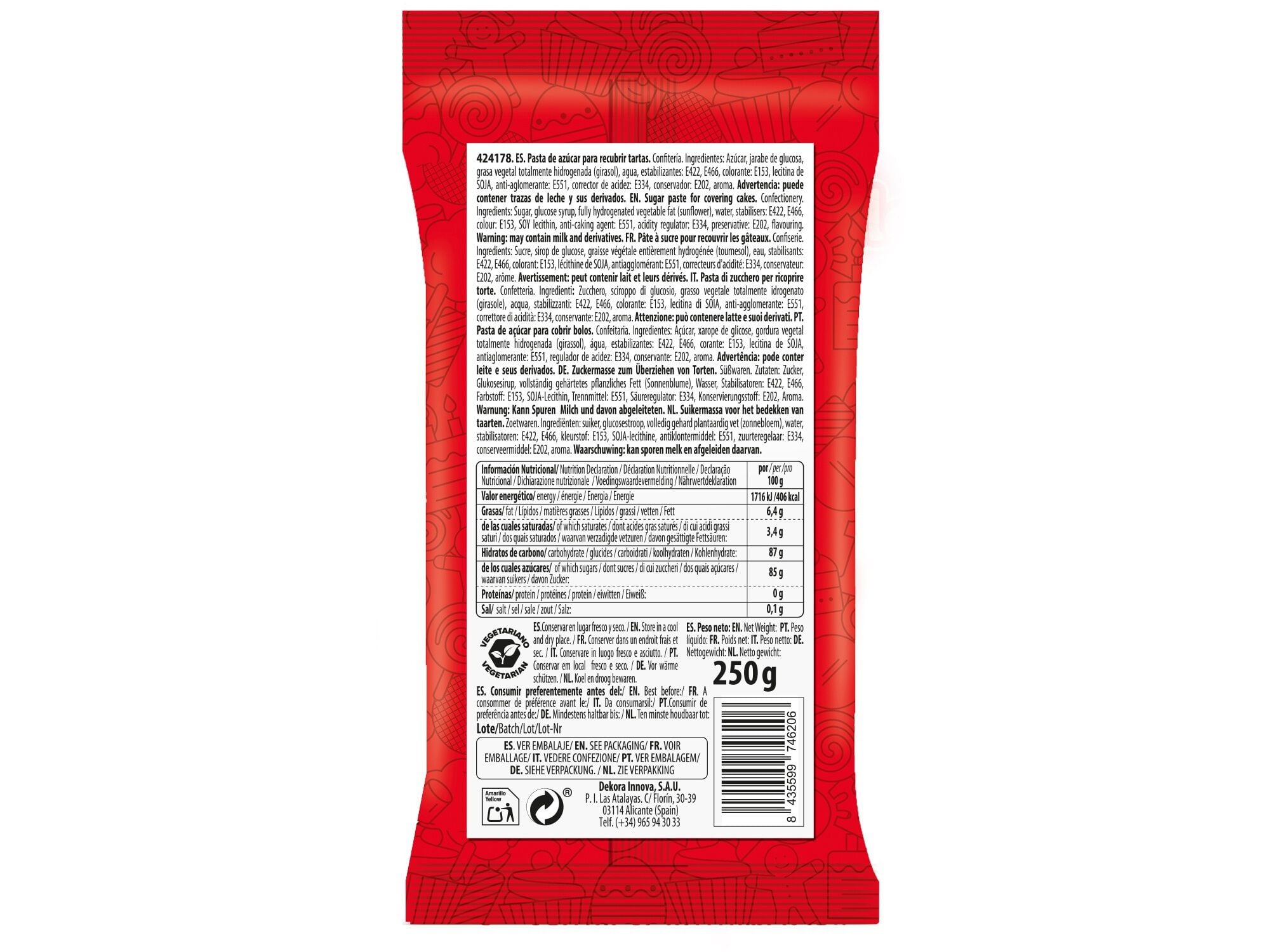 PASTA DE A&Ccedil;UCAR DEKORA PRETO ABSOLUTO 250G image number 1